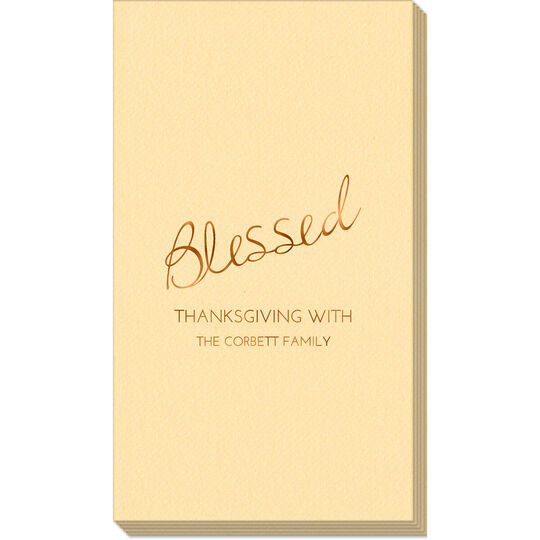 Expressive Script Blessed Linen Like Guest Towels